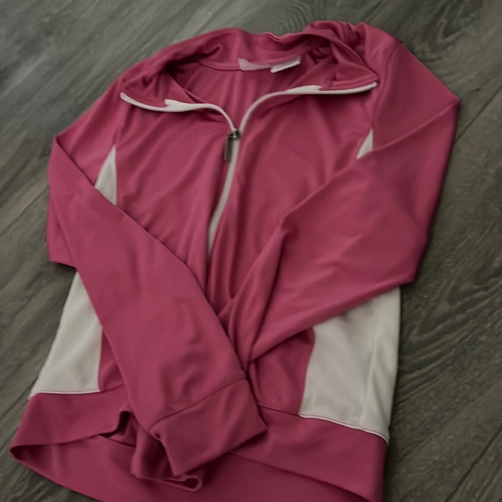 Pink and white zip up. Size S.